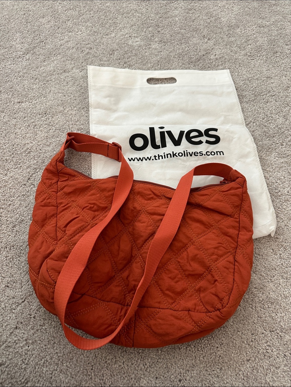 Olivers Quilted Shoulder Bag in Rust Orange